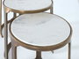 GINER Y COLOMER - Lot de 3 tables gigognes en métal et marbre avec finition cuivre vieilli - Grand format Ø56 cm, Moyen Ø52 cm, Petit Ø46 cm
